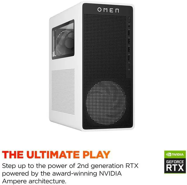 Alt view image 4 of 15 - HP OMEN 16L TG03-0010 Gaming Desktop Computer, AMD Ryzen 5 8400F 4.2GHz, 8GB RAM, 512GB SSD, NVIDIA GeForce RTX 3050 8GB, Windows 11 Home, Snow White