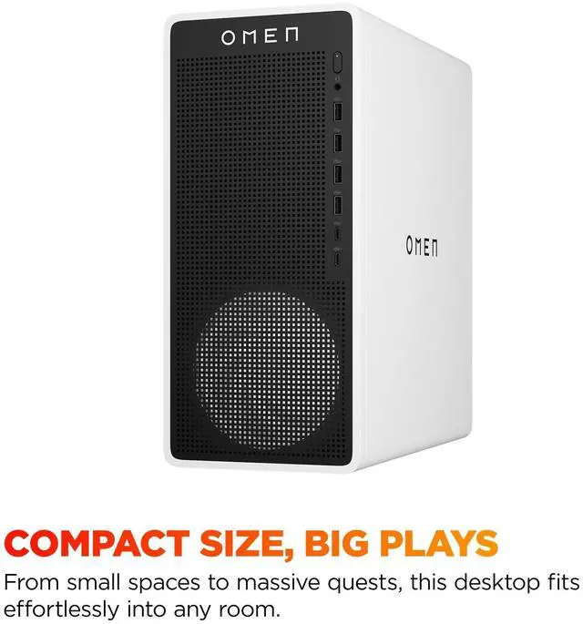 Alt view image 5 of 15 - HP OMEN 16L TG03-0010 Gaming Desktop Computer, AMD Ryzen 5 8400F 4.2GHz, 8GB RAM, 512GB SSD, NVIDIA GeForce RTX 3050 8GB, Windows 11 Home, Snow White