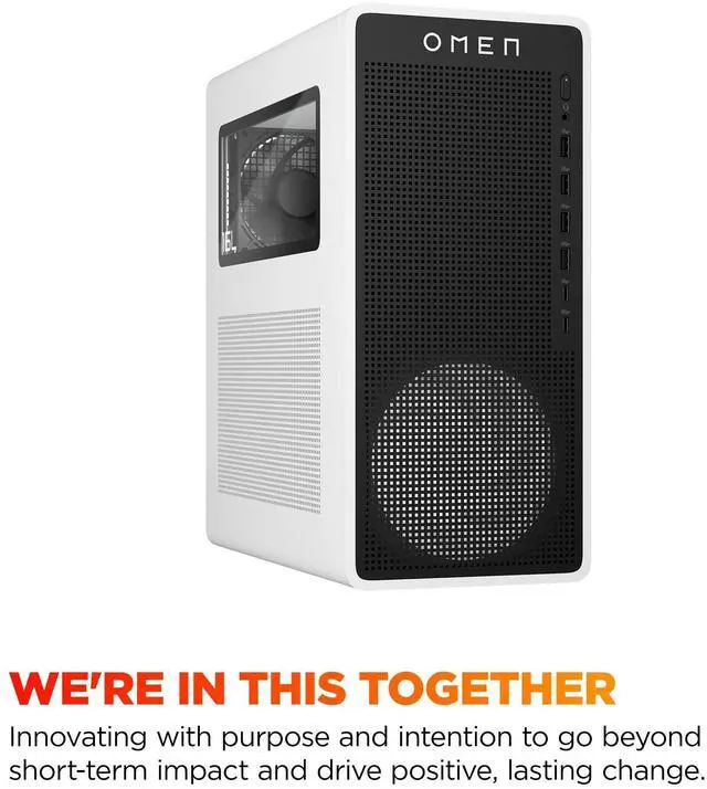 Alt view image 8 of 15 - HP OMEN 16L TG03-0010 Gaming Desktop Computer, AMD Ryzen 5 8400F 4.2GHz, 8GB RAM, 512GB SSD, NVIDIA GeForce RTX 3050 8GB, Windows 11 Home, Snow White