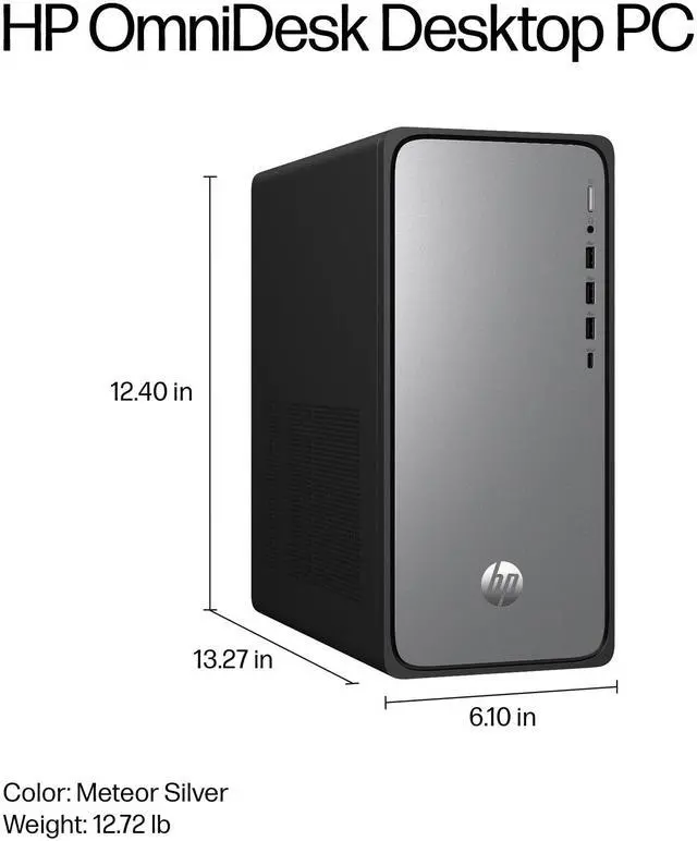 Alt view image 5 of 14 - HP OmniDesk M02-0010 Desktop Computer i3-14100 8GB 512GB SSD W11H B5RK6AAABA