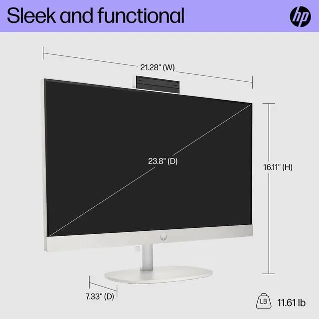 Alt view image 6 of 11 - HP 23.8" Touchscreen All-in-One Desktop Computer AMD Ryzen 3 7320U 8GB RAM 256GB SSD Windows 11 Home Shell White 9R5C5AA#ABA