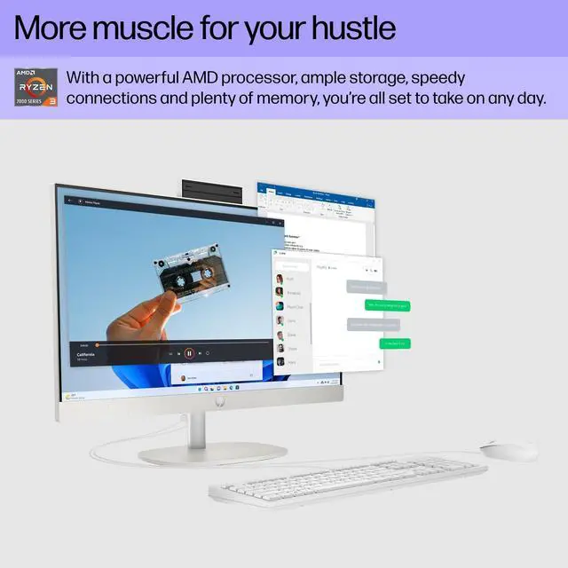 Alt view image 8 of 11 - HP 23.8" Touchscreen All-in-One Desktop Computer AMD Ryzen 3 7320U 8GB RAM 256GB SSD Windows 11 Home Shell White 9R5C5AA#ABA