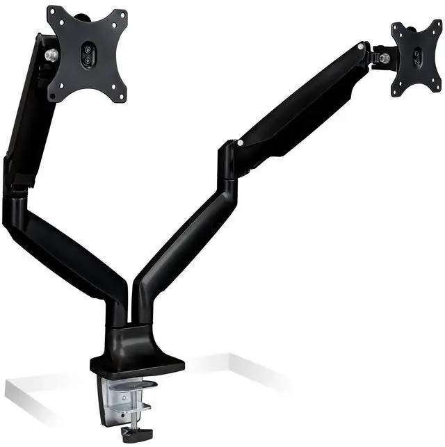 Alt view image 15 of 20 - Mount-It! Height Adjustable Dual Monitor Desk Mount Arms for 13" to 32" Monitors Black (MI-1772-BLACK)