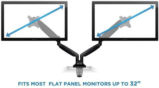 Alt view image 20 of 20 - Mount-It! Height Adjustable Dual Monitor Desk Mount Arms for 13" to 32" Monitors Black (MI-1772-BLACK)