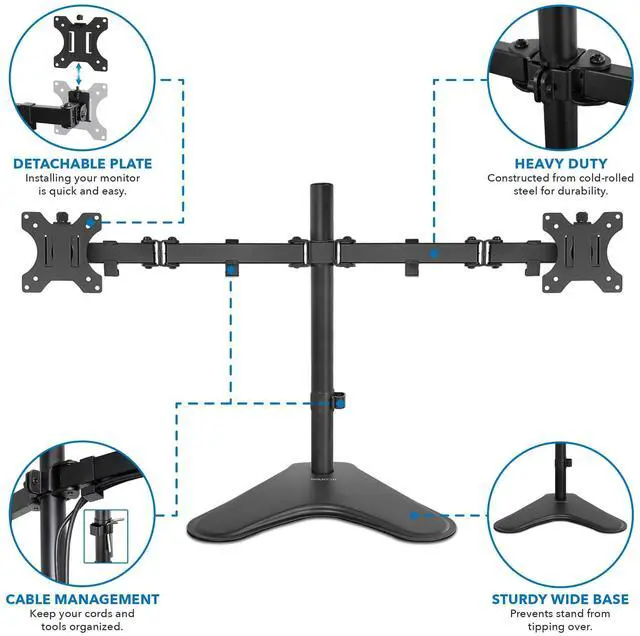 Alt view image 14 of 17 - Mount-It! Dual Monitor Stand | Fits Up to 32" Screens | Full Motion Arms