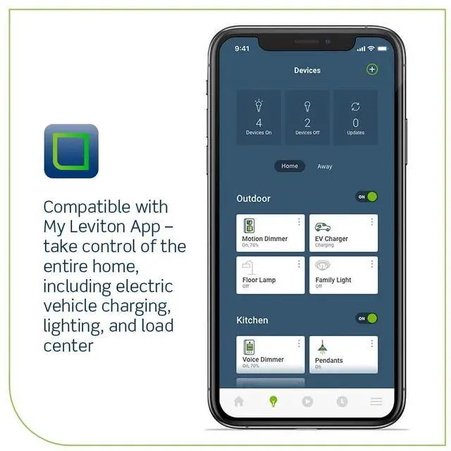 Alt view image 2 of 7 - Leviton EV32W Level 2 7.6 kW 32A Smart EV Charger with Wi-Fi