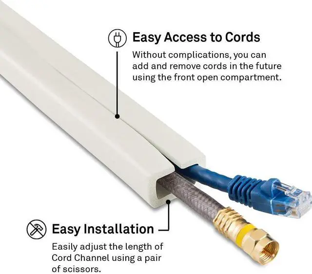 Alt view image 4 of 8 - ut wire utw-cc1001-wh 10-feet cord channel raceway, paintable white