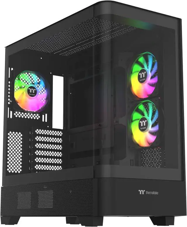 Alt view image 2 of 14 - Thermaltake View 290; Mid Tower; 3x120mm ARGB Lite Fans Included; 360mm Radiator Support; 450mm GPU Clearance; Hidden Connector Support; Rotatable PCIe Slots; 200mm PSU Clearance; Black; CA-11G-00M1WN-00