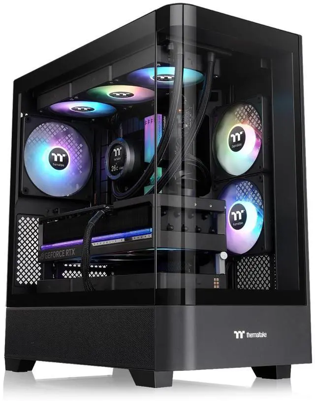 Alt view image 3 of 14 - Thermaltake View 290; Mid Tower; 3x120mm ARGB Lite Fans Included; 360mm Radiator Support; 450mm GPU Clearance; Hidden Connector Support; Rotatable PCIe Slots; 200mm PSU Clearance; Black; CA-11G-00M1WN-00