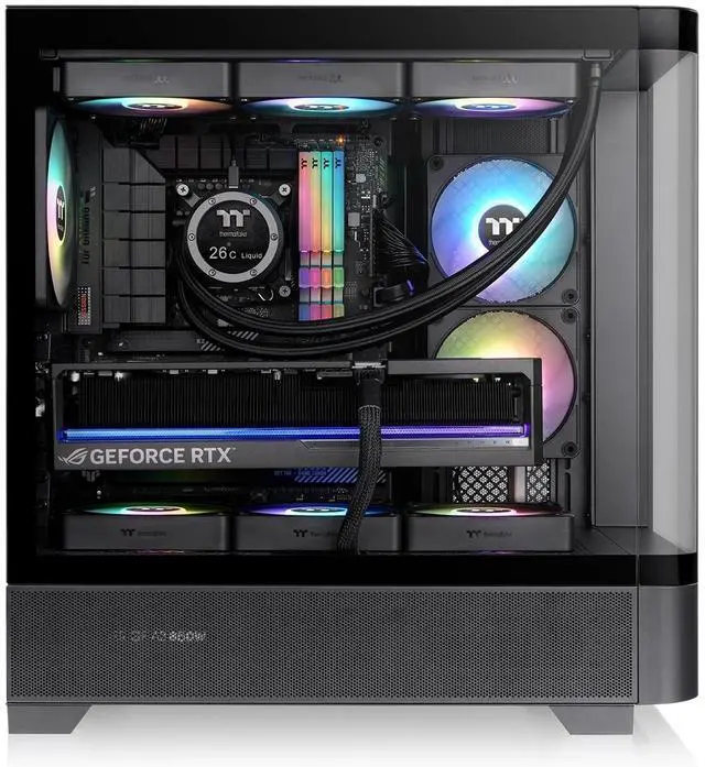 Alt view image 4 of 14 - Thermaltake View 290; Mid Tower; 3x120mm ARGB Lite Fans Included; 360mm Radiator Support; 450mm GPU Clearance; Hidden Connector Support; Rotatable PCIe Slots; 200mm PSU Clearance; Black; CA-11G-00M1WN-00