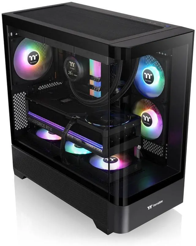 Alt view image 5 of 14 - Thermaltake View 290; Mid Tower; 3x120mm ARGB Lite Fans Included; 360mm Radiator Support; 450mm GPU Clearance; Hidden Connector Support; Rotatable PCIe Slots; 200mm PSU Clearance; Black; CA-11G-00M1WN-00
