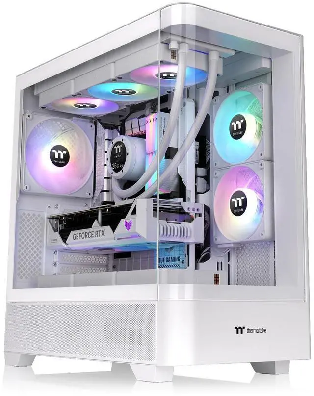 Alt view image 3 of 7 - Thermaltake View 290; Mid Tower; 3x120mm ARGB Lite Fans Included; 360mm Radiator Support; 450mm GPU Clearance; Hidden Connector Support; Rotatable PCIe Slots; 200mm PSU Clearance; Snow; Ca-11G-00M6WN-00