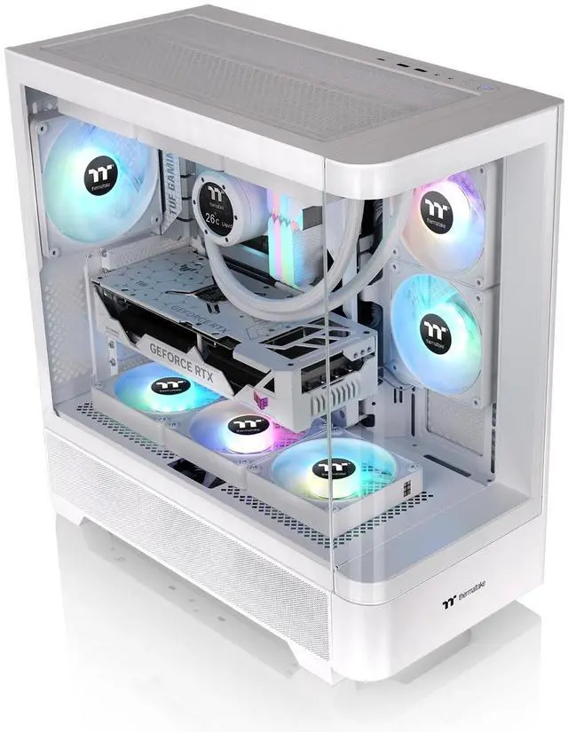 Alt view image 5 of 7 - Thermaltake View 290; Mid Tower; 3x120mm ARGB Lite Fans Included; 360mm Radiator Support; 450mm GPU Clearance; Hidden Connector Support; Rotatable PCIe Slots; 200mm PSU Clearance; Snow; Ca-11G-00M6WN-00