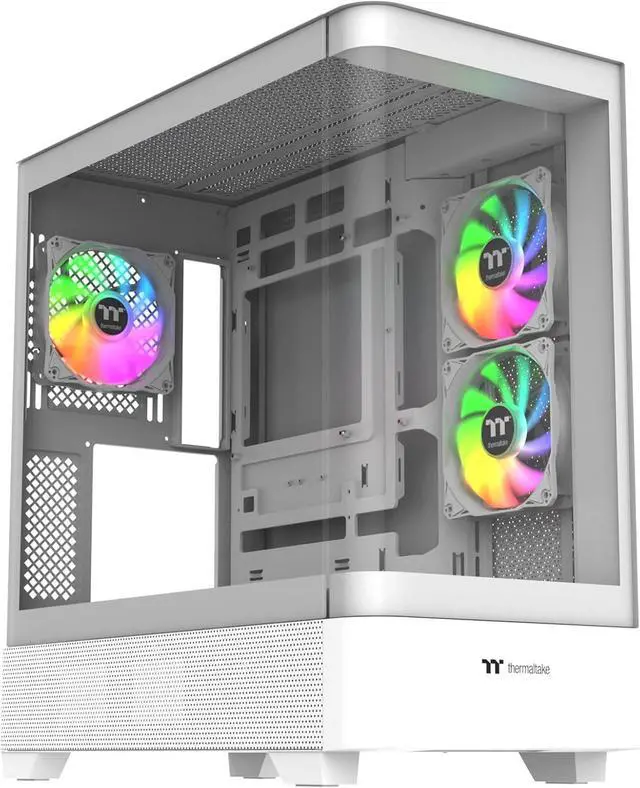 Alt view image 2 of 7 - Thermaltake View 290; Mid Tower; 3x120mm ARGB Lite Fans Included; 360mm Radiator Support; 450mm GPU Clearance; Hidden Connector Support; Rotatable PCIe Slots; 200mm PSU Clearance; Snow; Ca-11G-00M6WN-00