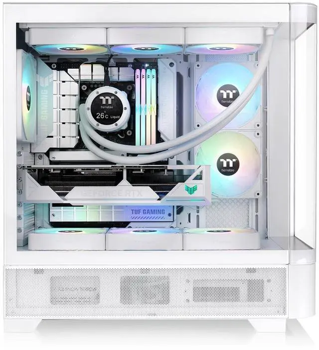 Alt view image 4 of 7 - Thermaltake View 290; Mid Tower; 3x120mm ARGB Lite Fans Included; 360mm Radiator Support; 450mm GPU Clearance; Hidden Connector Support; Rotatable PCIe Slots; 200mm PSU Clearance; Snow; Ca-11G-00M6WN-00