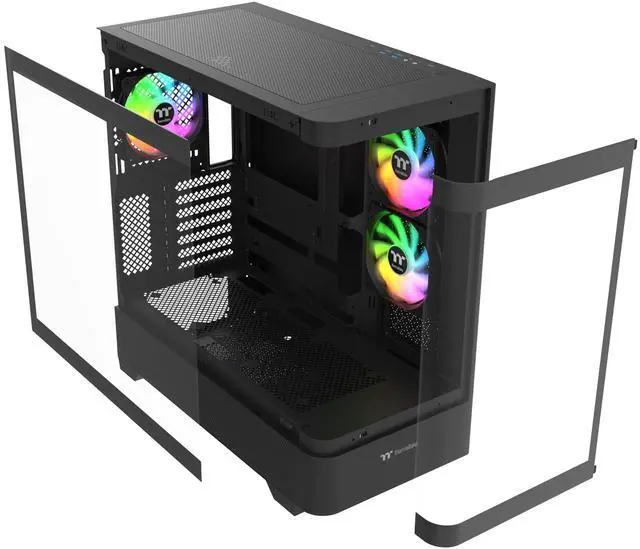 Alt view image 7 of 14 - Thermaltake View 290; Mid Tower; 3x120mm ARGB Lite Fans Included; 360mm Radiator Support; 450mm GPU Clearance; Hidden Connector Support; Rotatable PCIe Slots; 200mm PSU Clearance; Black; CA-11G-00M1WN-00