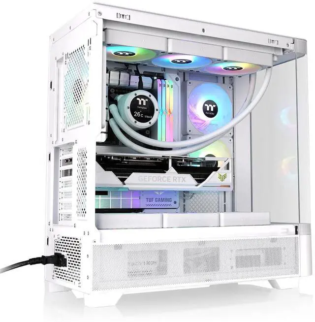 Alt view image 6 of 7 - Thermaltake View 290; Mid Tower; 3x120mm ARGB Lite Fans Included; 360mm Radiator Support; 450mm GPU Clearance; Hidden Connector Support; Rotatable PCIe Slots; 200mm PSU Clearance; Snow; Ca-11G-00M6WN-00
