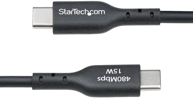 Alt view image 3 of 7 - StarTech 6in 15cm USB-A to USB-C Charging Cable Charge & Sync 3A USB 2.0 TPE Jacket Black USB Charging Cord USB2AC6INCHBK