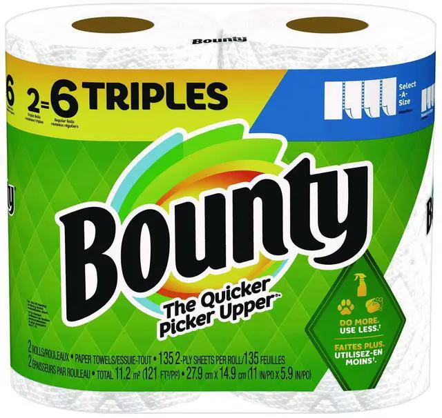 Alt view image 8 of 8 - Bounty Select-A-Size Paper Towels 2-Ply 135 Sheets/Roll 2 Rolls/Pack (06133)