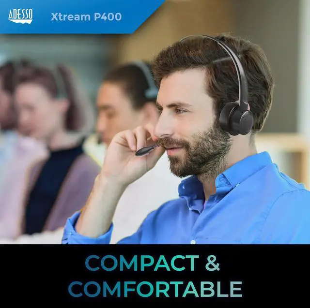 Alt view image 12 of 15 - Adesso Xtream P400 Wireless Multimedia Headset with Charging Dock - Stereo - Mini-phone (3.5mm) - Wireless - Bluetooth - 32 Ohm - 20 Hz to 20 kHz - Over-the-head - Binaural - Supra-aural