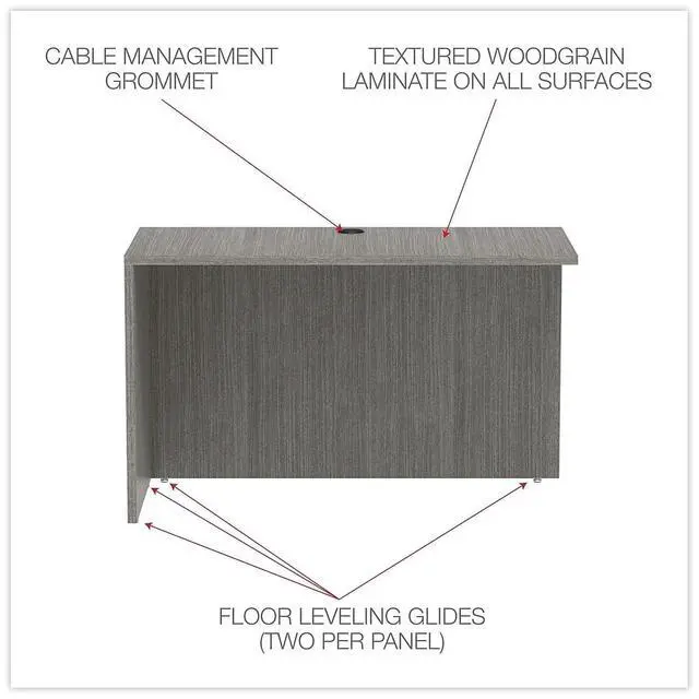 Alt view image 13 of 15 - Alera Valencia Series Reversible Return/Bridge Shell, 47.25w x 23.63d x 29.5h, Gray