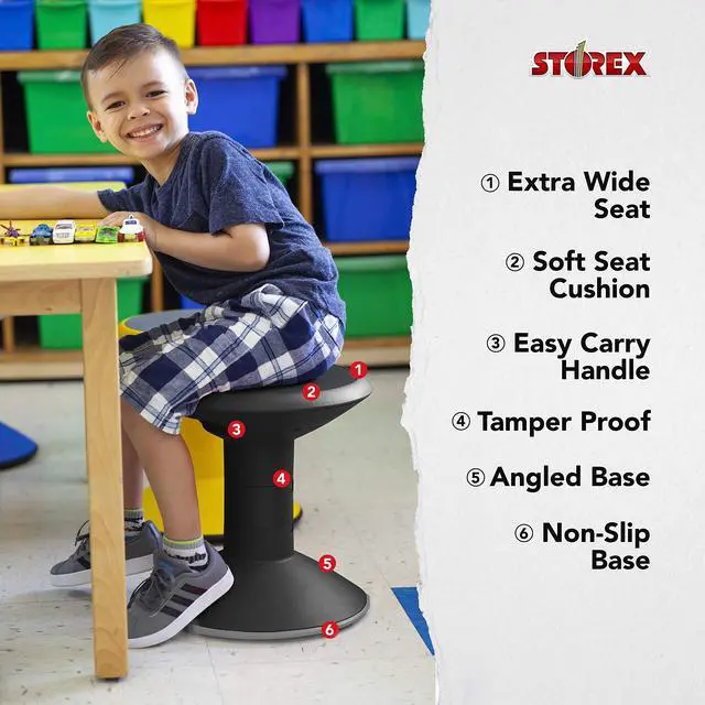Alt view image 6 of 11 - Storex Wiggle Stool - Black - 13" Length x 13" Width x 18.4" Height STX00300U01C