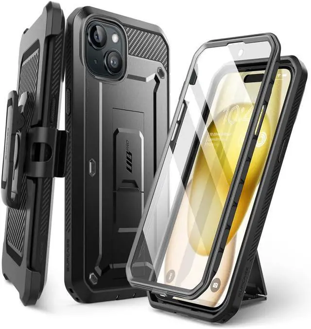 Alt view image 8 of 14 - SUPCASE Unicorn Beetle Pro Case for iPhone 15 6.1", Built-in Screen Protector & Kickstand & Belt-Clip Heavy Duty Rugged Case (Black)