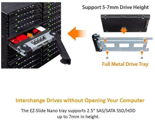 Alt view image 19 of 20 - Icy Dock MB924IP-B | Rugged Full Metal 24 Bay 2.5" SAS/SATA SSD/HDD Backplane Cage for 3 x External 5.25" Bay | ToughArmor