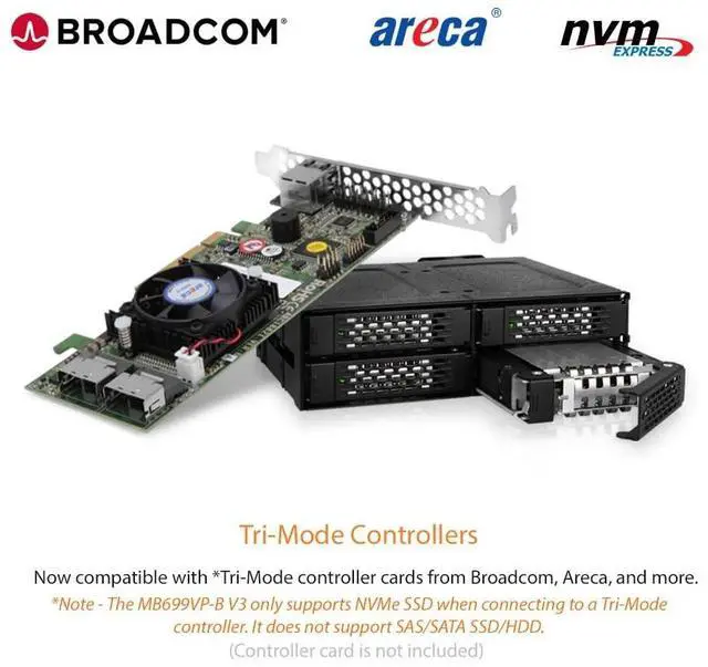 Alt view image 4 of 9 - ICY DOCK 4 x 2.5 NVMe U.2/U.3 SSD PCIe 4.0 Mobile Rack for 5.25"" Bay with OCuLink | ToughArmor MB699VP-B V3
