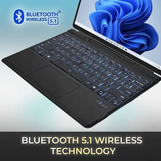 Alt view image 11 of 15 - Adesso Portable Keyboard/Cover Case for 13" Microsoft Surface Pro 8, Surface Pro 9 Tablet - English (US) Keyboard - Aluminum Body