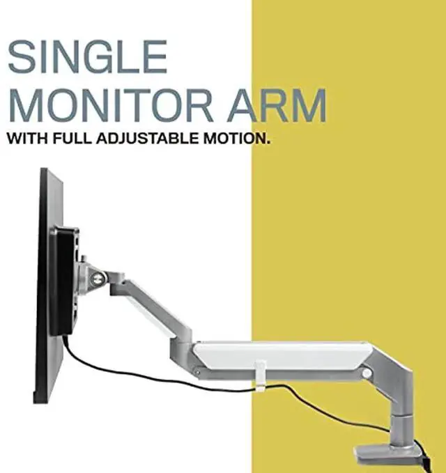 Alt view image 5 of 7 - ergotech align-1 monitor arm, ergonomic and adjustable single monitor arm with c-clamp desk mount, vesa compatible, silver