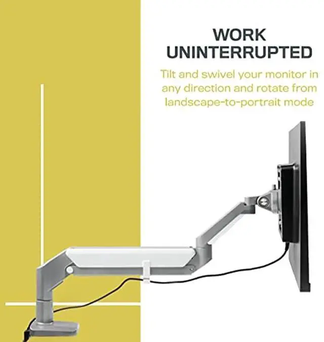 Alt view image 6 of 7 - ergotech align-1 monitor arm, ergonomic and adjustable single monitor arm with c-clamp desk mount, vesa compatible, silver