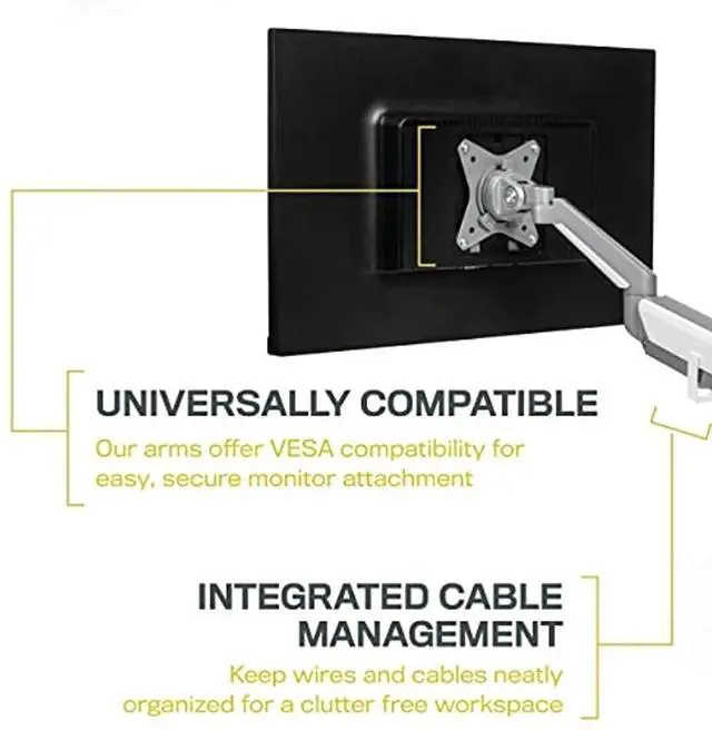 Alt view image 7 of 7 - ergotech align-1 monitor arm, ergonomic and adjustable single monitor arm with c-clamp desk mount, vesa compatible, silver