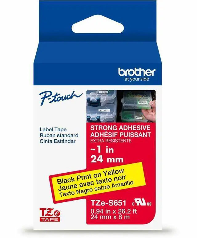 Alt view image 3 of 10 - Brother P-touch Extra-Strength TZe Tape Cartridge - - DiameterTape - Yellow - Water Resistant - Laminated - Customizable, Long Lasting, Strong, Durable, Abrasion Resistant, Chemical Resistant, Fade Re
