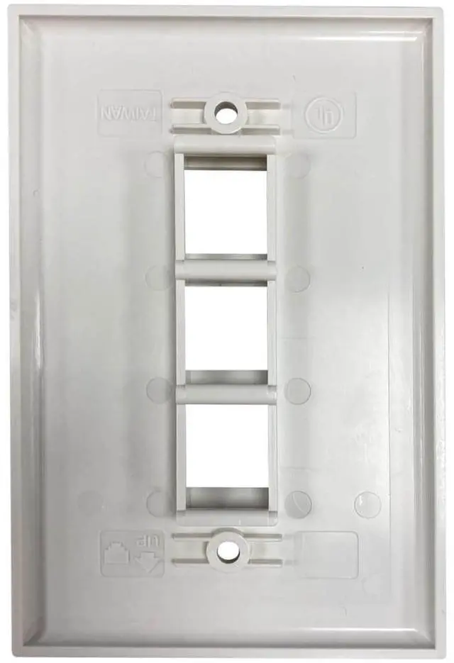 Alt view image 9 of 13 - Tripp Lite Safe-IT 3-Port Single-Gang Keystone Plate Ivory Matte N042AB003IVM