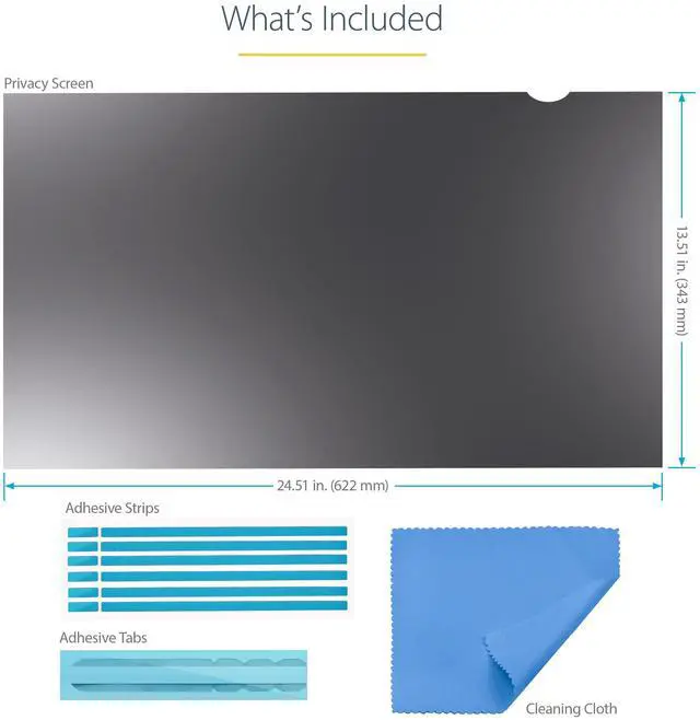 Alt view image 8 of 8 - StarTech.com 28-inch 16:9 Computer Monitor Privacy Filter, Anti-Glare Privacy Screen w/51% Blue Light Reduction, +/- 30 deg. View Angle