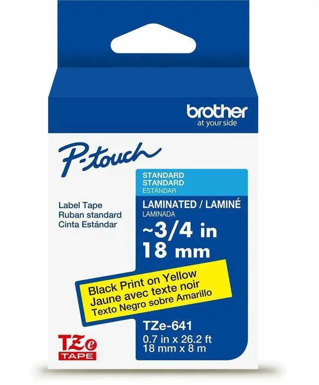 Main image of Brother Genuine P-touch TZe641 BK on YL Label Tape Laminated 18mmX8m