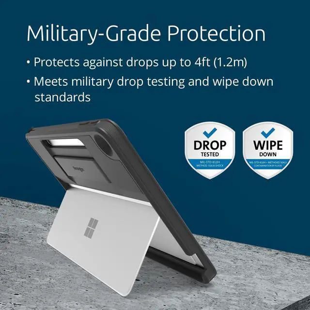 Alt view image 10 of 14 - Kensington BlackBelt Rugged Carrying Case for 12" Microsoft Surface Pro Tablet - Black - Drop Resistant, Anti-slip, Heat Resistant, Dust Resistant, Damage Resistant - Plastic Body - Textured K96543WW