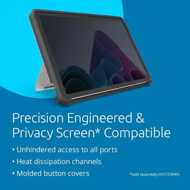Alt view image 13 of 14 - Kensington BlackBelt Rugged Carrying Case for 12" Microsoft Surface Pro Tablet - Black - Drop Resistant, Anti-slip, Heat Resistant, Dust Resistant, Damage Resistant - Plastic Body - Textured K96543WW