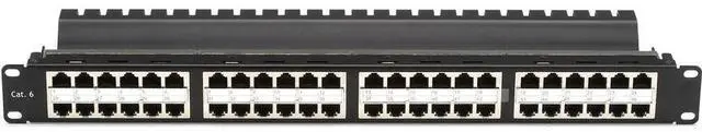 Alt view image 3 of 10 - Black Box JPM816A-HD CAT6 Patch Panel - Feed-Through, High-Density, 1U, Shielded, 48-Port