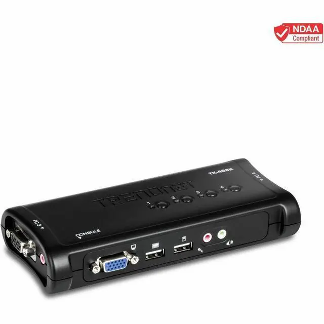 Alt view image 8 of 8 - TRENDnet 4-Port USB KVM Switch With Audio, Control Up
 To 4 Computers, Windows, Linux, Mac OS Compliant, 2048 x
 1526 VGA Resolution, Plug and Play, USB Powered, KVM
 Cables Included, Black, TK-409K