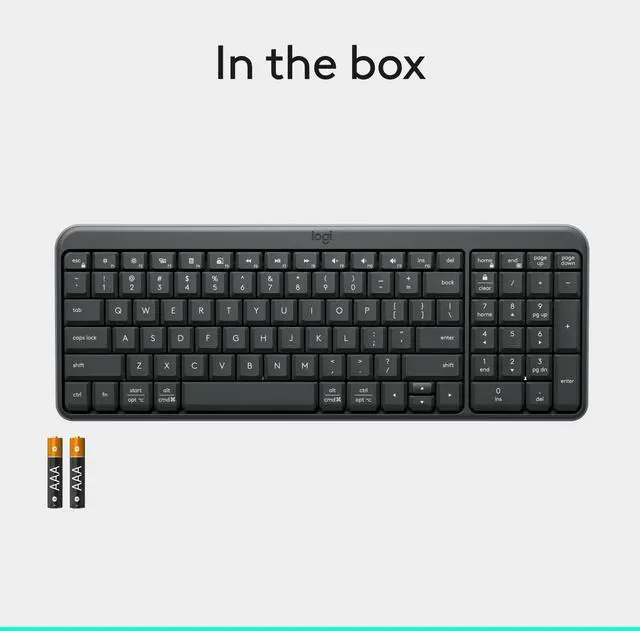 Main image of Logitech MK250 Bluetooth Keyboard with Numpad Easy Connectivity Compact Wireless Keyboard made with Recycled Plastic Spill-Resistant comfortable Keys Graphite 920013442