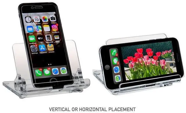 Alt view image 10 of 13 - Kantek Mobile Phone Stand - Portrait, Landscape - Acrylic - Clear - Adjustable Angle, Foldable, Non-skid Feet - 1 Each