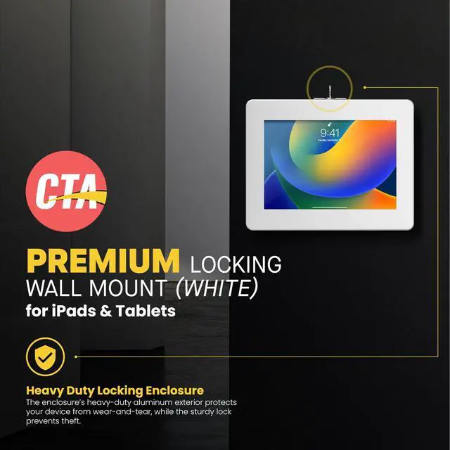 Alt view image 20 of 20 - Cta Digital Wall Mount For Ipad Ipad Pro Ipad Air Tablet - White