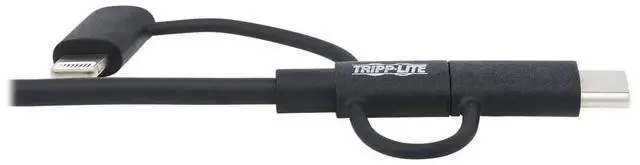 Alt view image 20 of 20 - Tripp Lite USB-A to Lightning USB Micro-B and USB-C Sync/Charge Cable Black 6 ft. M101006LMCBK