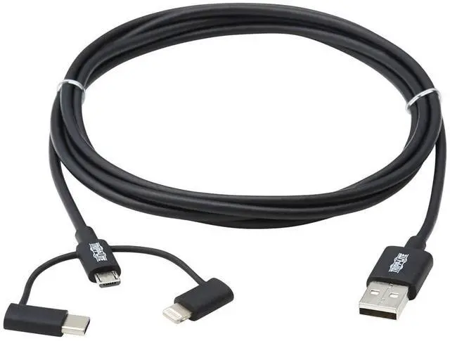 Alt view image 19 of 20 - Tripp Lite USB-A to Lightning USB Micro-B and USB-C Sync/Charge Cable Black 6 ft. M101006LMCBK