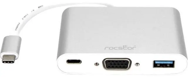 Alt view image 12 of 12 - Rocstor Y10A175-S1 Usb-C To Usb 3.0 Vga Usb-C 3.1 Multifunction Adapter 15Cm Silver
