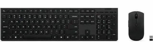 Alt view image 6 of 10 - Lenovo Professional Wireless Rechargeable Combo Keyboard and Mouse -US English - USB Type A Scissors Wireless Bluetooth/RF 2.40 GHz Keyboard - English (US) - Gray - USB Type A Wireless Bluetooth/RF Mo