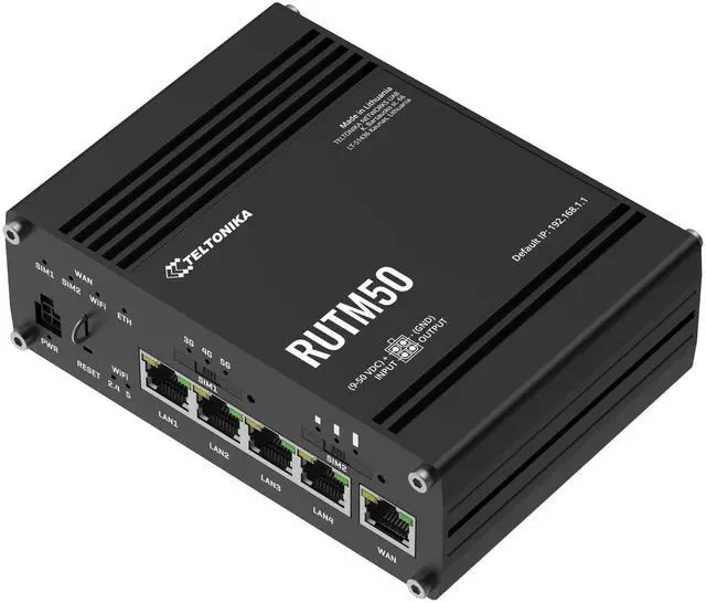 Alt view image 2 of 5 - Teltonika RUTM50 Cellular 5G Router; Speeds of up to 3.4 Gbps; Dual SIM with Auto-failover; Backward Compatible with 4G (LTE Cat 19)