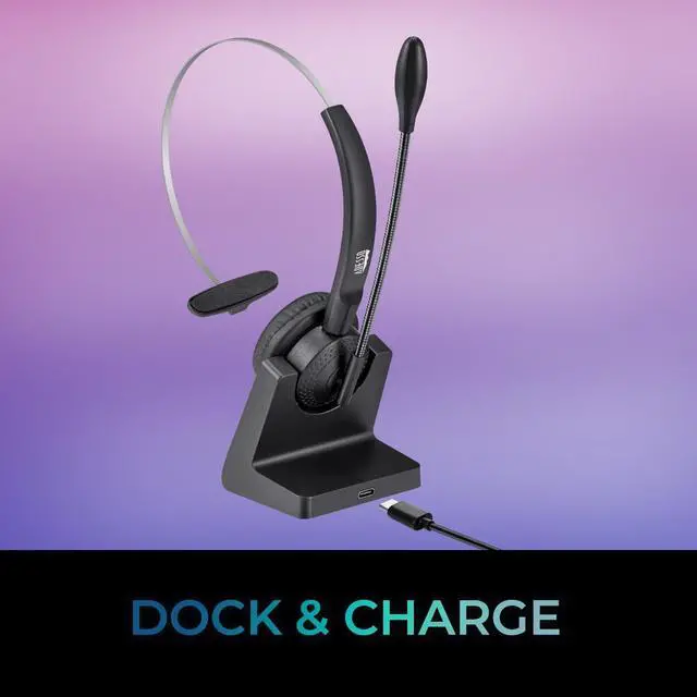 Alt view image 13 of 14 - Adesso Xtream P300 Headset - Mono - Mini-phone (3.5mm) - Wired/Wireless - Bluetooth - Over-the-head - Monaural - Supra-aural